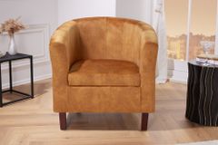 Design Lounge Sessel HEMINGWAY senfgelb Samt Armlehnen Cocktailsessel