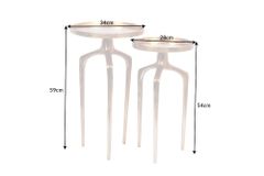 2er Set Beistelltische ABSTRACT 60cm gold Metall rund Shabby Chic Design