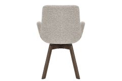 Drehbarer Design Stuhl BALTIC taupe Bouclé Tweed Soft Eiche Massivholz Walnuss