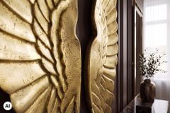 Große Wanddekoration FALLEN ANGEL 65cm antik goldene Engelsflügel