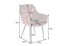 Design Stuhl MILANO rost braun Samt mit Armlehne Ziersteppung gepolstert schwarze Metallbeine