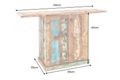 Einzigartiger Barschrank JAKARTA 100cm natur bunt recyceltes Massivholz aus Fischerbooten