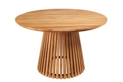 Runder Esstisch EMPIRE TEAK 120cm braun Teakholz Indoor Outdoor wetterfest