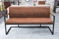 Industrial Freischwinger Bank LOFT 160cm vintage braun mit Armlehne