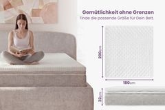 Bequeme Matratze mit Topper CLOUD FLEX 180x200cm greige Tonnentaschenfederkern 9-Zonen