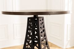 Runder Bartisch PARIS LOFT 105cm dunkelbraun Mangoholz Eiffelturm-Design