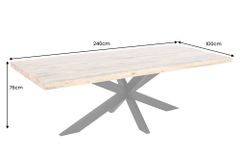 Massiver Industrial Esstisch GALAXIE 240cm natur Mangoholz schwarz Sterngestell