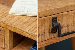 Massiver Schreibtisch RETRO 120cm Mangoholz Bürotisch mit Schublade