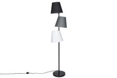 Design Stehlampe LEVELS 163cm schwarz grau mit 3 Leinenschirmen