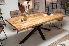 Massiver Industrial Esstisch GALAXIE 180cm Mangoholz sternenförmiges Gestell