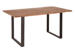 Massivholz Esstisch MAMMUT 140cm Wild-Akazie Baumkante Industrial Design 2,6cm Tischplatte