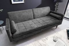Modernes Schlafsofa COUTURE 200cm grau Microvelours 3-Sitzer Couch mit Schlaffunktion