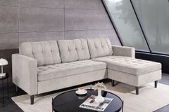 Modernes Ecksofa STOCKHOLM 220cm hellgrau Cordstoff Federkern 3-Sitzer-Sofa