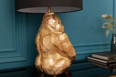 Design Tischlampe KONG 60cm gold Metall Affenlampe schwarzer Lampenschirm