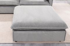 Großer Sitzhocker HEAVEN 100cm hellgrau Cord Federkern Sofahocker abnehmbarer Bezug