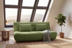 Modernes Schlafsofa ELYPSE 200cm grün Chenille 3-Sitzer Couch inkl. Kissen