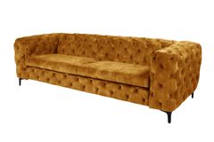 Chesterfield Sofa MODERN BAROCK 235cm senfgelb Samt 3-Sitzer Couch Federkern