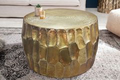 Runder Couchtisch ORGANIC ORIENT 70cm gold Metall Hammerschlag 3D-Design handmade