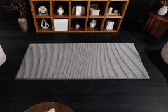 3D strukturierter Teppich WAVE 200x80cm anthrazit Kurzflor Indoor Teppichläufer