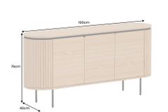 Modernes Sideboard ATELIER 160cm natur Eiche schwarz Metall vier Fächer