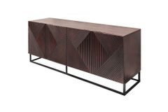Massives Sideboard CREATIVO 180cm Mangoholz aufwändige 3D Front Retro Design