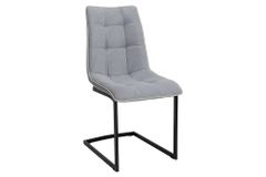 Design Freischwinger Stuhl MIAMI hellgrau Metallgestell matt schwarz
