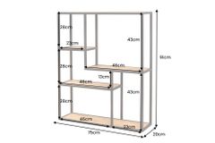 Industrial Wandregal SLIM LINE 90cm Wildeiche schwarz fünf Regalböden