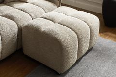 Moderner Hocker CLOUD 100cm champagner greige Bouclé Federkern Fußhocker Sitzhocker