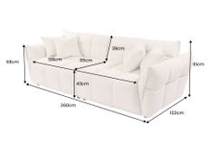 XXL Sofa CLOUD 260cm beige Bouclé Tweed Soft Bigsofa Federkern inkl. Kissen