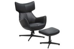 Design Hocker VOGUE 45cm schwarz Kunstleder drehbar Metallbeine Fußhocker