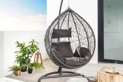 In- und Outdoor Hängesessel LOFT anthrazit grau Gartenstuhl inklusive Kissen wetterfest
