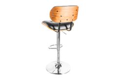 Retro Barhocker CLASSICO schwarz 115cm höhenverstellbar mit Lehne Walnussholz-Design