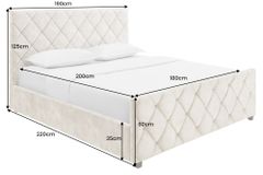 Design Boxbett ELYSIUM 180x200cm champagner beige Samt mit Stauraum und Lattenrost