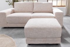Moderner Hocker LOFT 75cm champagner beige Chenille Nosagfederung Taschenfederkern