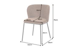Design Stuhl LYON braun Chenille schwarze Metallbeine