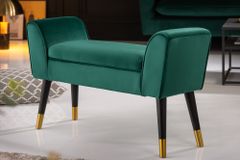 Elegante Sitzbank SCARLETT 90cm smaragdgrün Samt mit Armlehnen