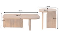 2er Set Couchtische GATSBY 100cm braun Akazienholz organische Form Beistelltisch