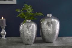 Elegantes Vasen 2er Set ORIENTAL 32cm silber im Rice Hammerschlag Design