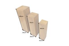 Design Deko Säule 3er Set MAKASSAR 80cm braun honey finish Mangoholz Handarbeit