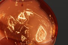 Runde Hängelampe LIQUID DIAMOND 20cm kupfer Glas Stahl Kugelleuchte