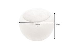 Runder Couchtisch ORBIT 50cm beige Bouclé Hocker mit Tablett und Stauraum