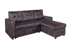 Ecksofa mit Schlaffunktion APARTMENT beidseitig aufbaubar grau Samt inkl. Stauraum