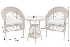 In- und Outdoor Garten-Set ELYSEE natur grau Polyrattan Aluminium inkl. Tisch Kissen