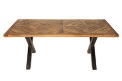 Massiver Esstisch INFINITY HOME 200cm natur schwarz Mangoholz Industrial Design X-Gestell