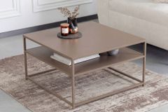 Moderner Couchtisch DURA STEEL 70cm greige Metall mit Ablagefach
