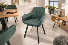 Design Stuhl PALERMO petrol Microfaser mit Armlehne und Ziersteppung