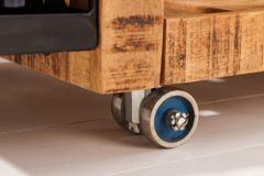 Industrial Barschrank BODEGA 86cm Mangoholz Servierwagen mit Weinregal und Aufhängung