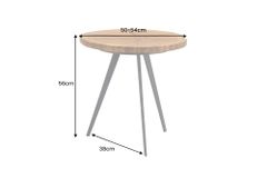 Runder Couchtisch ARBOR 55cm natur Eiche Massivholz schwarz Metall Beistelltisch