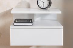 Hängender Nachttisch FLOATING 35cm weiß Regal mit Schublade