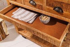 Industrial Barschrank BODEGA 86cm Mangoholz Servierwagen mit Weinregal